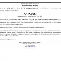 Cautionary Notice -  ANTAEUS