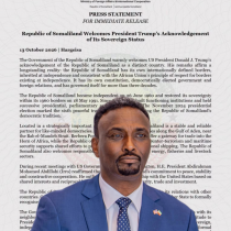 Somaliland Oo Soo Dhawaysay Hadalka Trump, Kuna Adkaysatay Madax-bannaanideeda