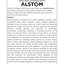 TRADE MARK CAUTIONARY NOTICE ALSTOM LOGO COLOUR