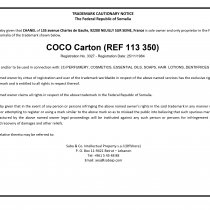 TRADEMARK CAUTIONARY NOTICE Cautionary Notice -  COCO_page-0001