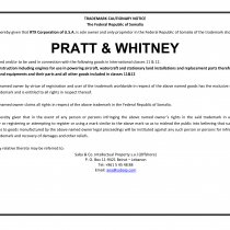 Cautionary Notice - PRATT & WHITNEY